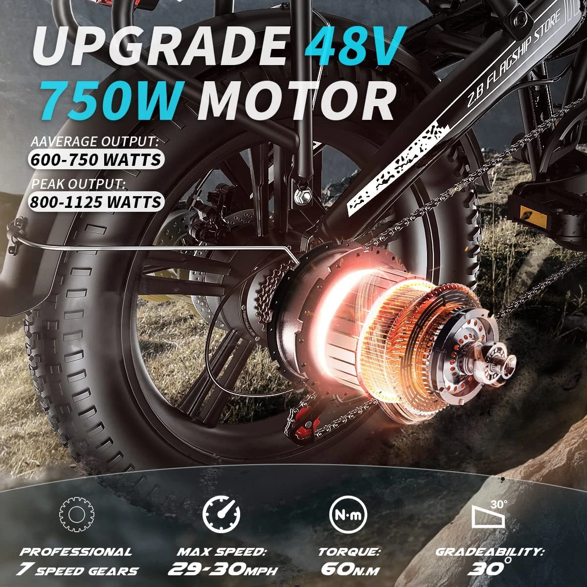 750W Fat Tire Electric Bike – Samsung 48V Battery | Powerful Off-Road Ebike